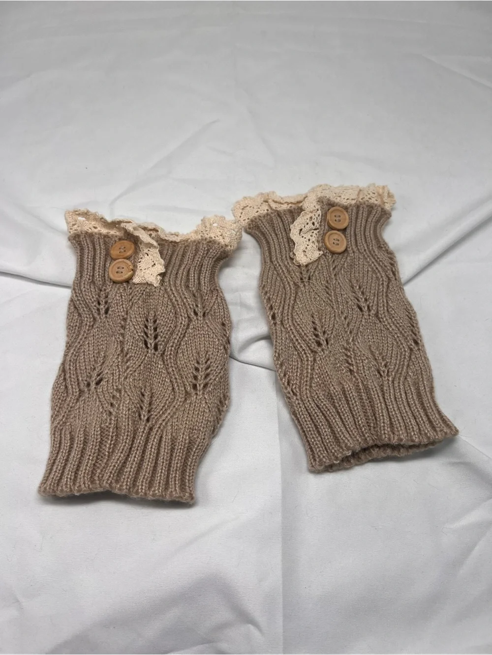 New Women's Khaki Brown Woven Crochet Knitted Sweater Boot Cuff Leg Warmers